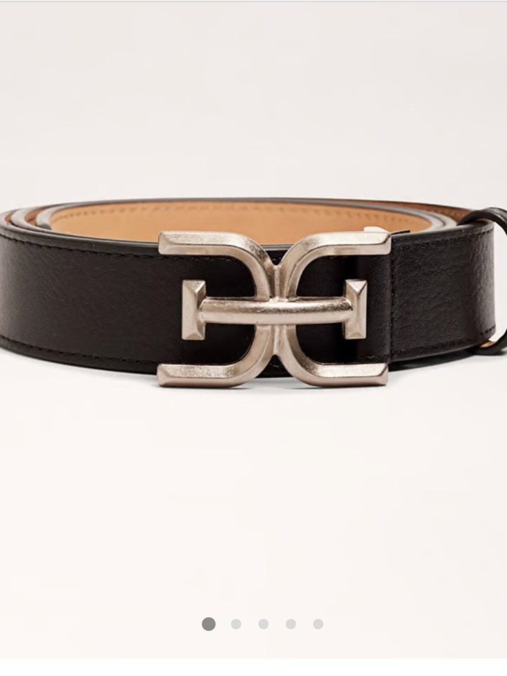 Sam Edelman Women’s Size L Double-e Logo Stitch 30MM Buckle Genuine Leather Belt